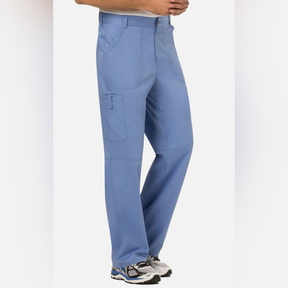 Men's Light Blue Zip Fly Cargo Scrub Pant (Short) - Picture 1 of 4